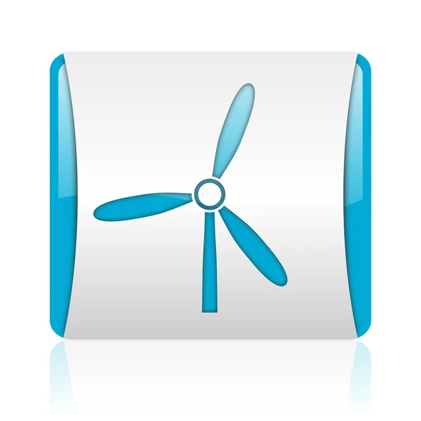 Windmill blue and white square web glossy icon — Stock Photo, Image