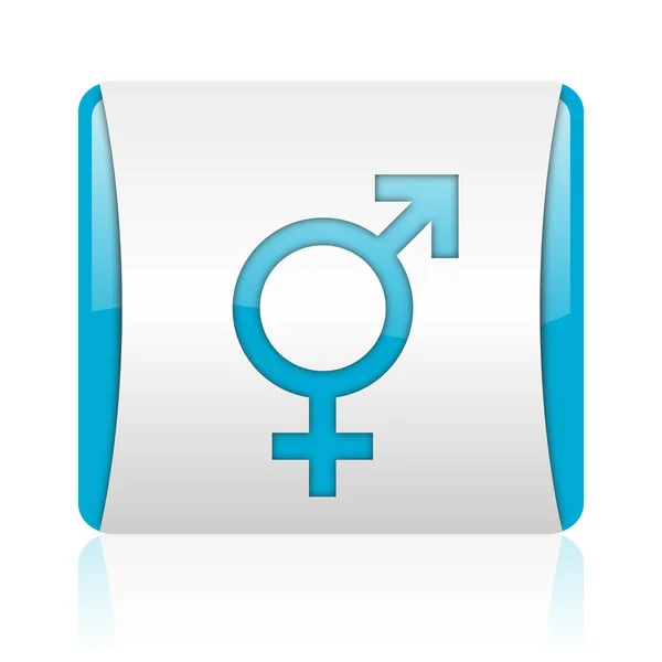 Sex blue and white square web glossy icon — Stock Photo, Image