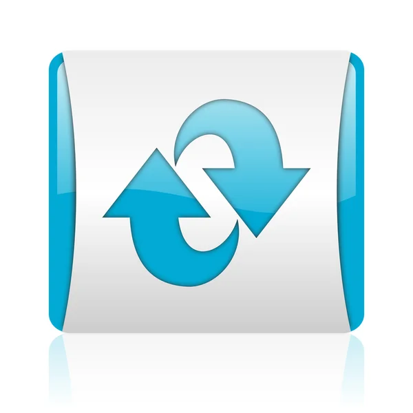 Blauwe en witte vierkante web glanzende pictogram roteren — Stockfoto