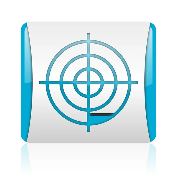 Target blue and white square web glossy icon — Stock Photo, Image