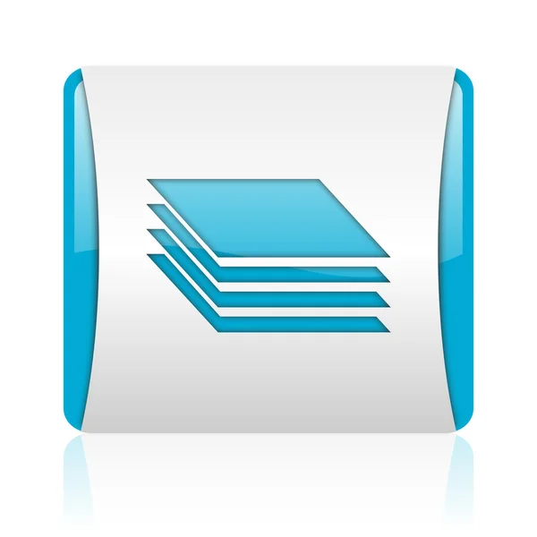 Layers blue and white square web glossy icon — Stock Photo, Image