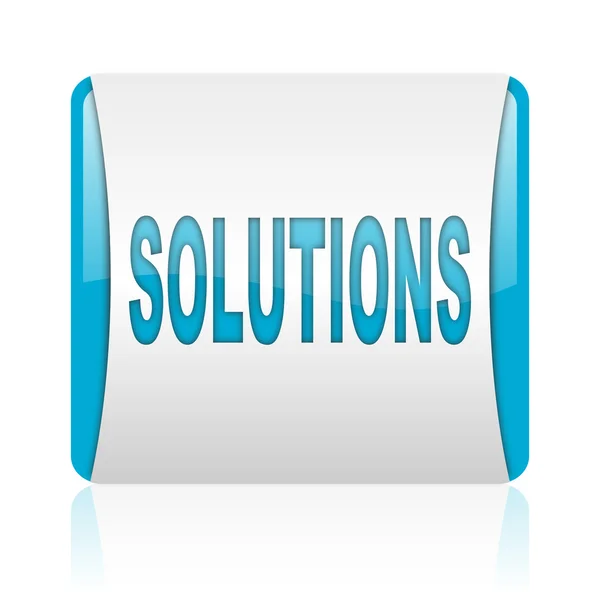 Solutions blue and white square web glossy icon — Stock Photo, Image