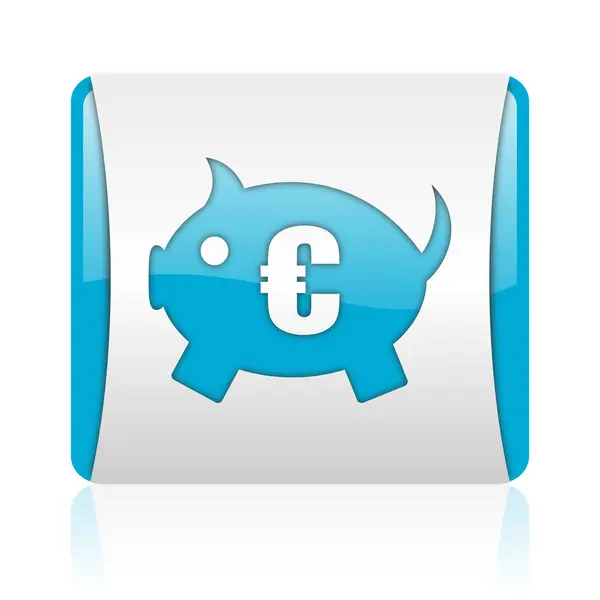 Sparschwein blau-weiß quadratisch Web-Hochglanz-Symbol — Stockfoto