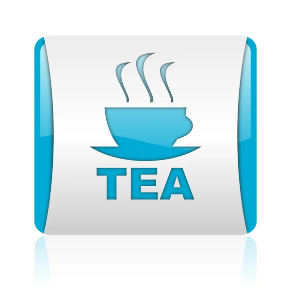 Herbata niebieski i biały kwadrat WWW błyszczący ikona — Zdjęcie stockowe