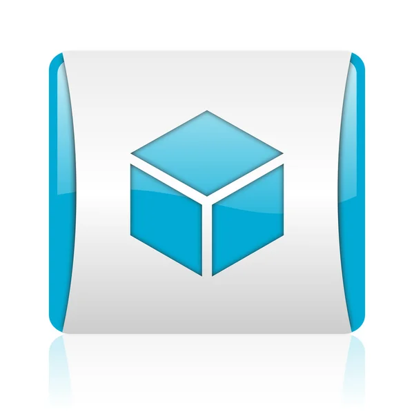 ボックスの青と白の正方形の web 光沢のあるアイコン — ストック写真
