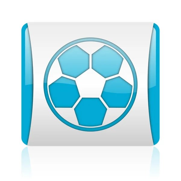 Soccer blue and white square web glossy icon — Stock Photo, Image