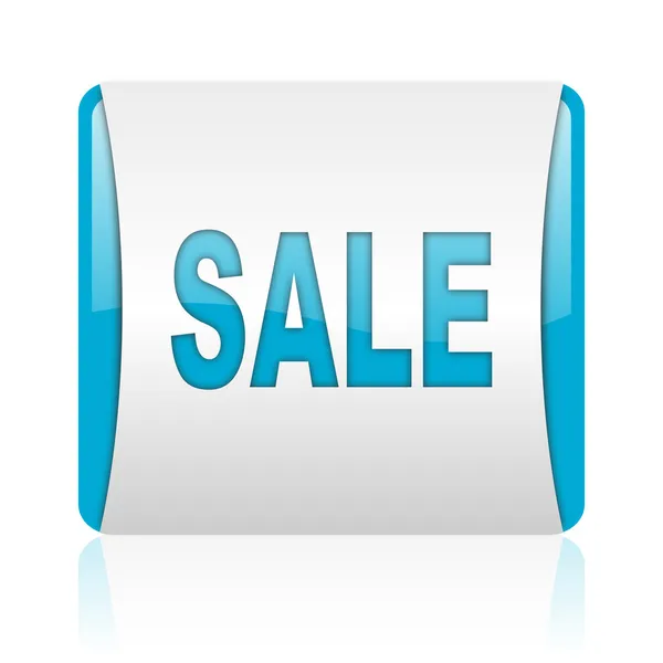 Försäljning blå och vit kvadrat web blanka ikonen — Stockfoto