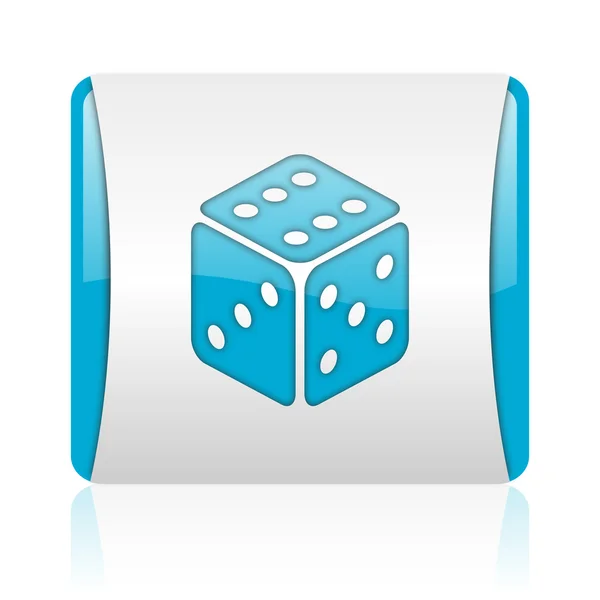 Dice blue and white square web glossy icon — Stock Photo, Image