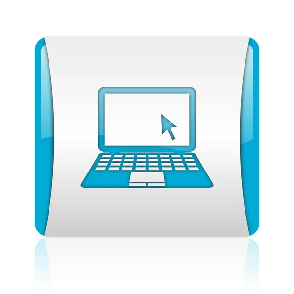 Notatnik niebieski i biały kwadrat WWW błyszczący ikona — Zdjęcie stockowe