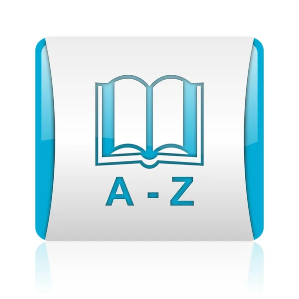Sözlük mavi ve beyaz parlak web simgesi kare — Stok fotoğraf