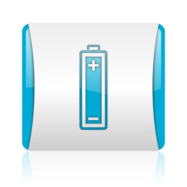 Battery blue and white square web glossy icon — Stock Photo, Image