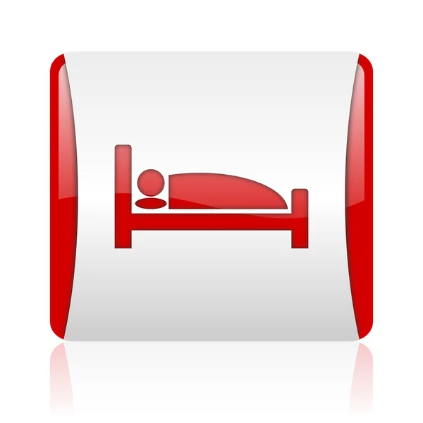 Hotel czerwony i biały kwadrat WWW błyszczący ikona — Zdjęcie stockowe