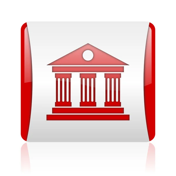Museum red and white square web glossy icon — Stock Photo, Image