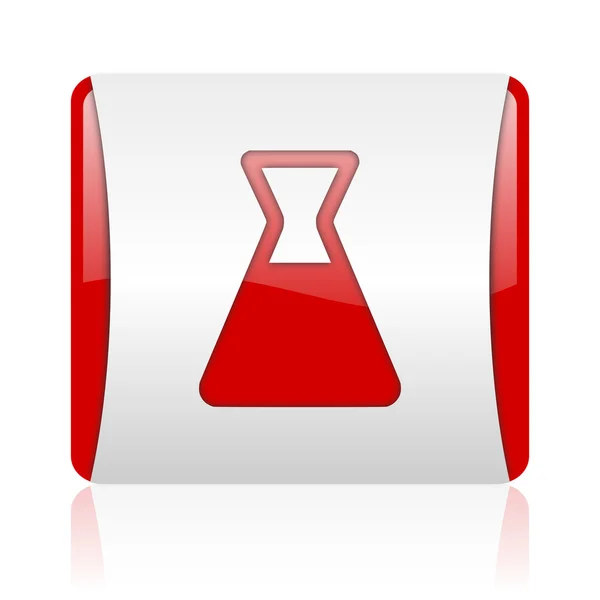 Química vermelho e branco quadrado web ícone brilhante — Fotografia de Stock