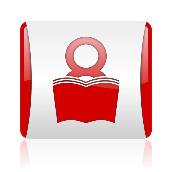 Book red and white square web glossy icon — Stock Photo, Image