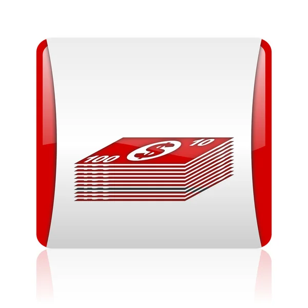 Money red and white square web glossy icon — Stock Photo, Image