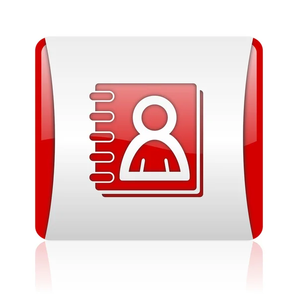 Adress bok röda och vita fyrkantiga web blanka ikonen — Stockfoto
