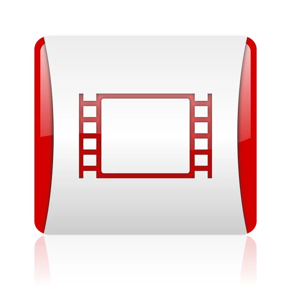 Film rood en wit vierkant web glanzende pictogram — Stockfoto