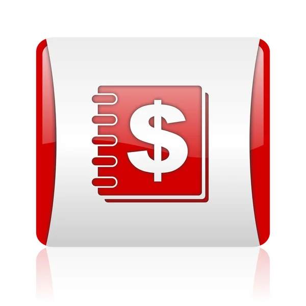 Pénz piros és fehér négyzet pókháló fényes ikon — Stock Fotó