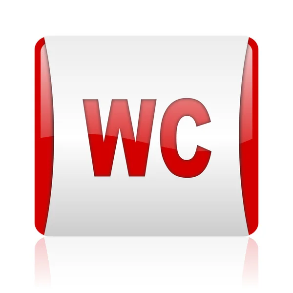 Wc red and white square web glossy icon — Stock Photo, Image