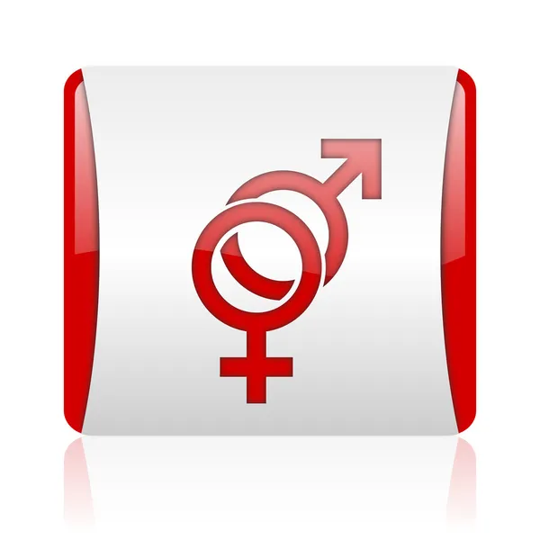 Sex red and white square web glossy icon — Stock Photo, Image