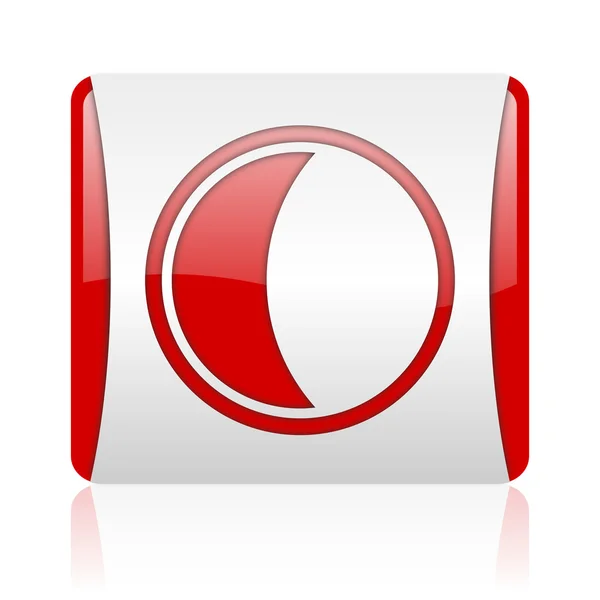 Luna rosso e bianco quadrato web icona lucida — Foto Stock