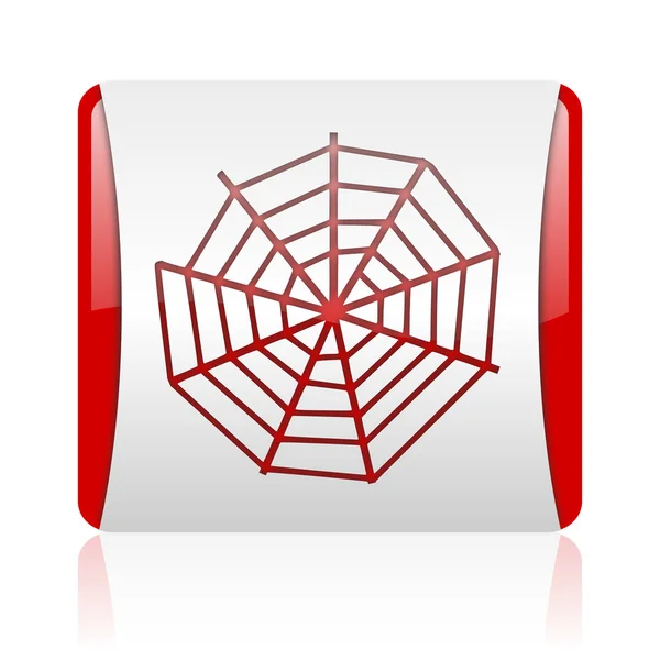 Spider web red and white square web glossy icon — Stock Photo, Image
