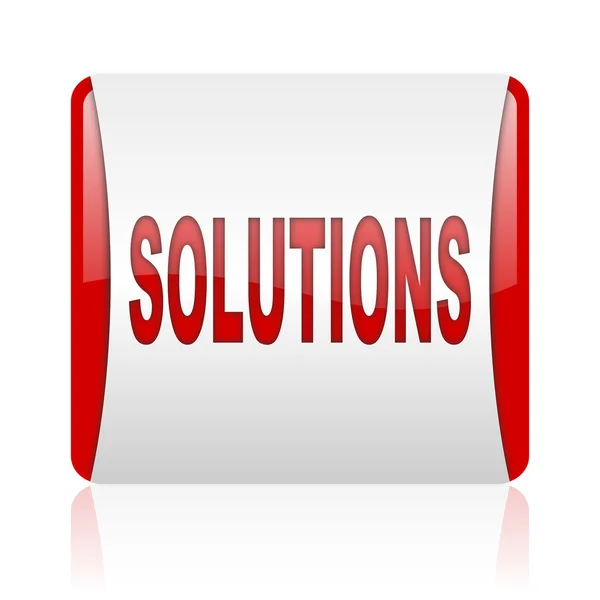 Solutions red and white square web glossy icon — Stock Photo, Image