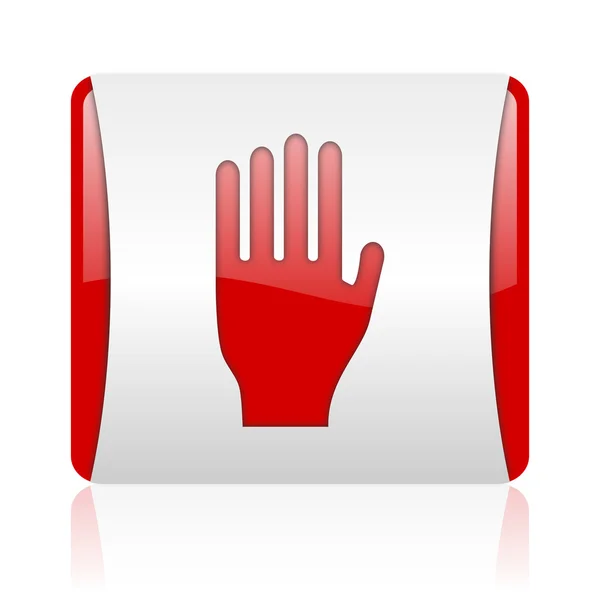 Stopp rot-weißen quadratischen Web-Hochglanz-Symbol — Stockfoto