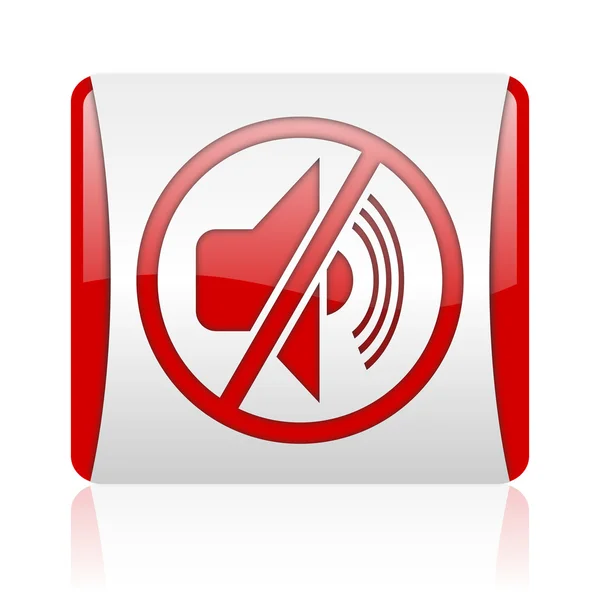 Mute red and white square web glossy icon — Stock Photo, Image