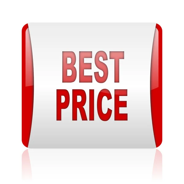 Mejor precio rojo y blanco cuadrado web icono brillante — Foto de Stock