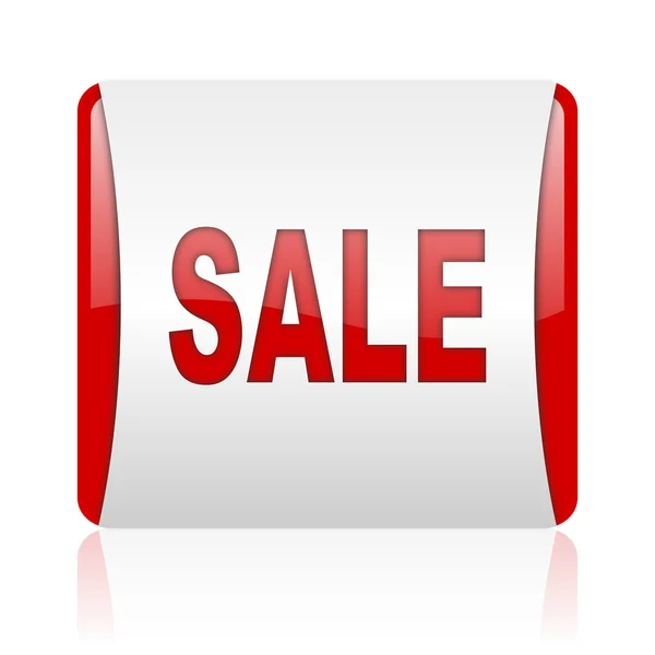 Sale red and white square web glossy icon — Stockfoto