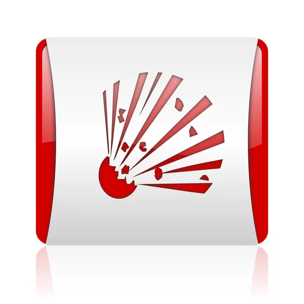 Bomb red and white square web glossy icon — Stock Photo, Image