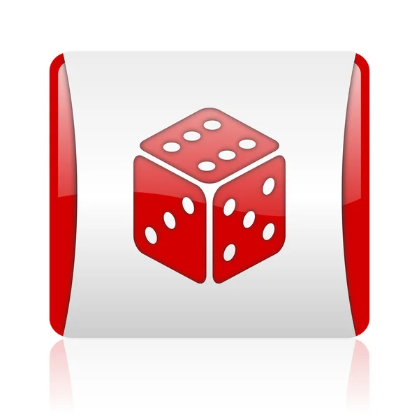 Dice red and white square web glossy icon — Stock Photo, Image