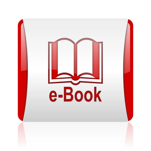 E-book red and white square web glossy icon — Stock Photo, Image