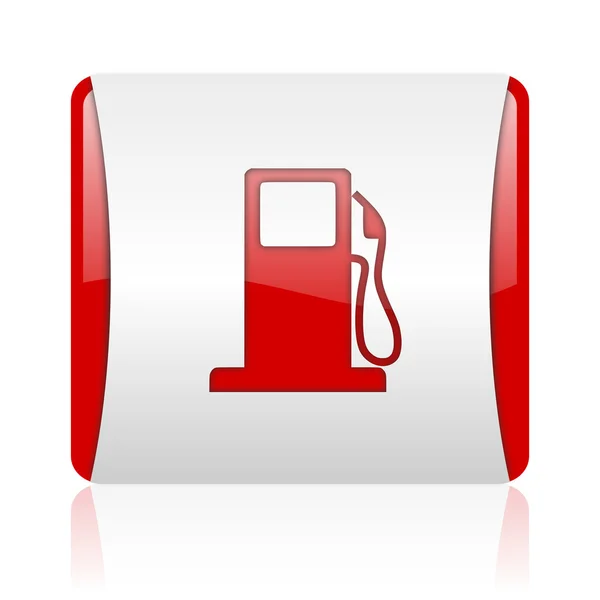 Fuel red and white square web glossy icon — Stock Photo, Image