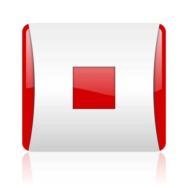 Stop red and white square web glossy icon — Stock Photo, Image