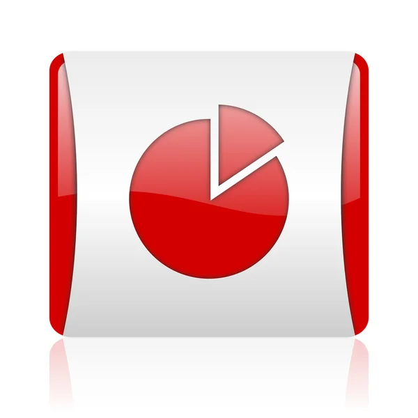 Chart red and white square web glossy icon — Stock Photo, Image