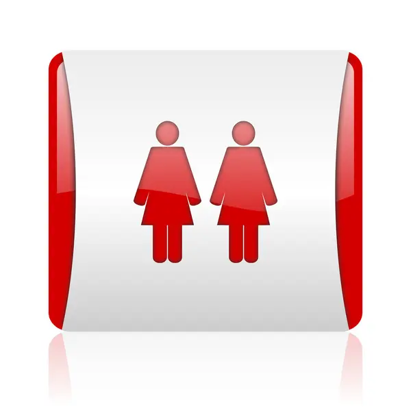 Couple red and white square web glossy icon — Stock Photo, Image