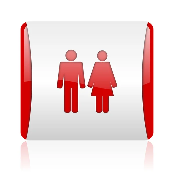 Couple red and white square web glossy icon — Stock Photo, Image