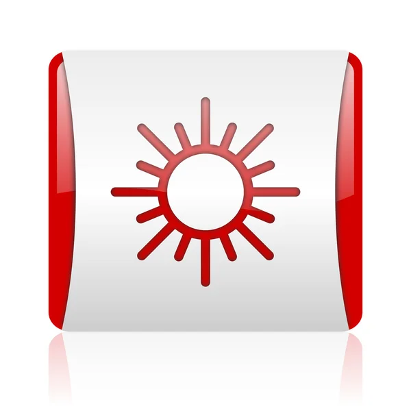 Sonne rot und weiß quadratische Web-Hochglanz-Symbol — Stockfoto
