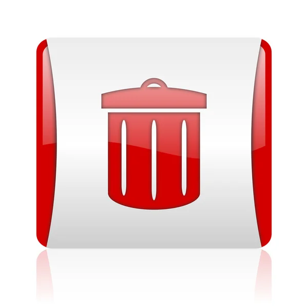 Recycle red and white square web glossy icon — Stock Photo, Image