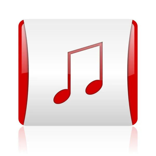 Muzyka czerwony i biały kwadrat WWW błyszczący ikona — Zdjęcie stockowe