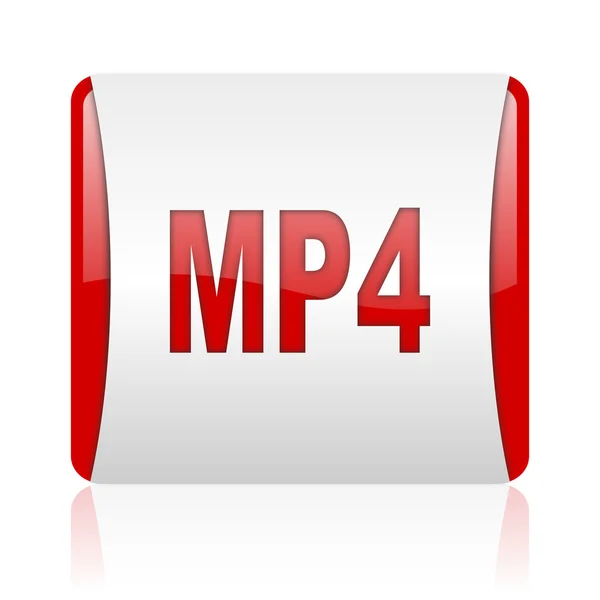 Mp4 rojo y blanco web cuadrada icono brillante — Foto de Stock