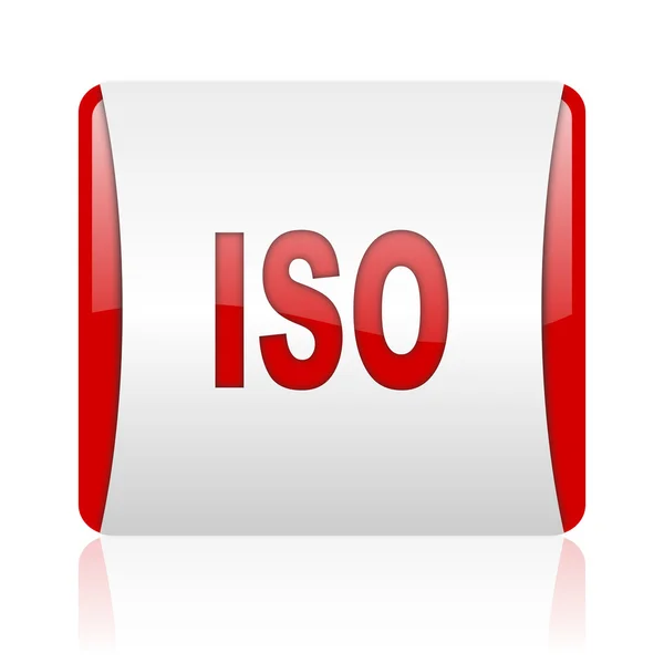 ISO rode en witte vierkant web glanzende pictogram — Stockfoto