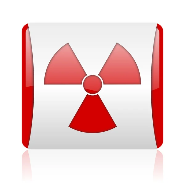 Radiation red and white square web glossy icon — Stock Photo, Image