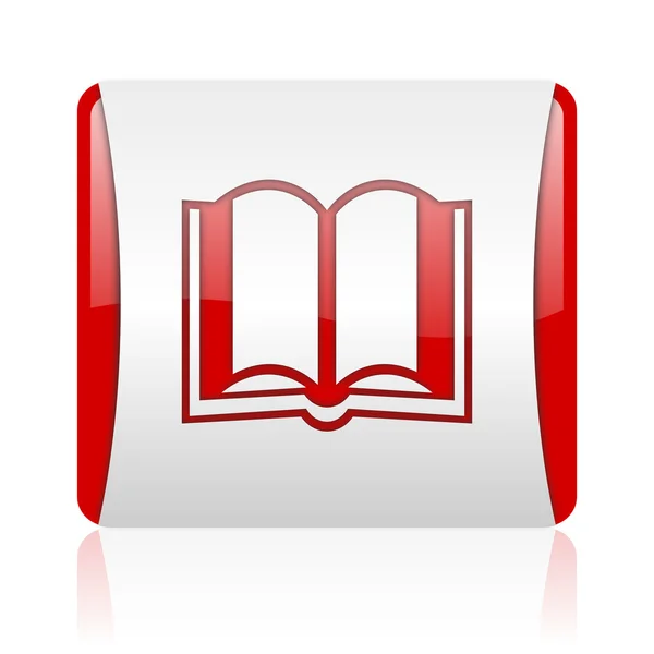 Book red and white square web glossy icon — Stock Photo, Image