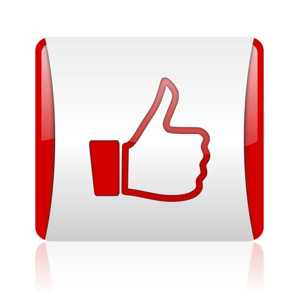 Thumb up red and white square web glossy icon — Stock Photo, Image