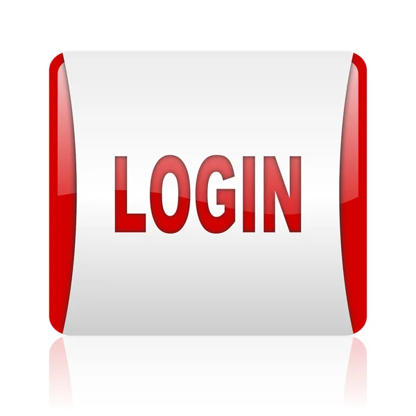 Login rode en witte vierkant web glanzende pictogram — Stockfoto