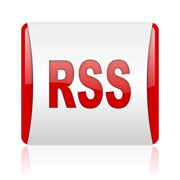 Rss red and white square web glossy icon — Stock Photo, Image